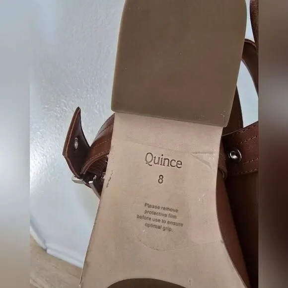 Quince Italian Leather Bold Buckle Slingback Flat Size 8 - Picture 9 of 12